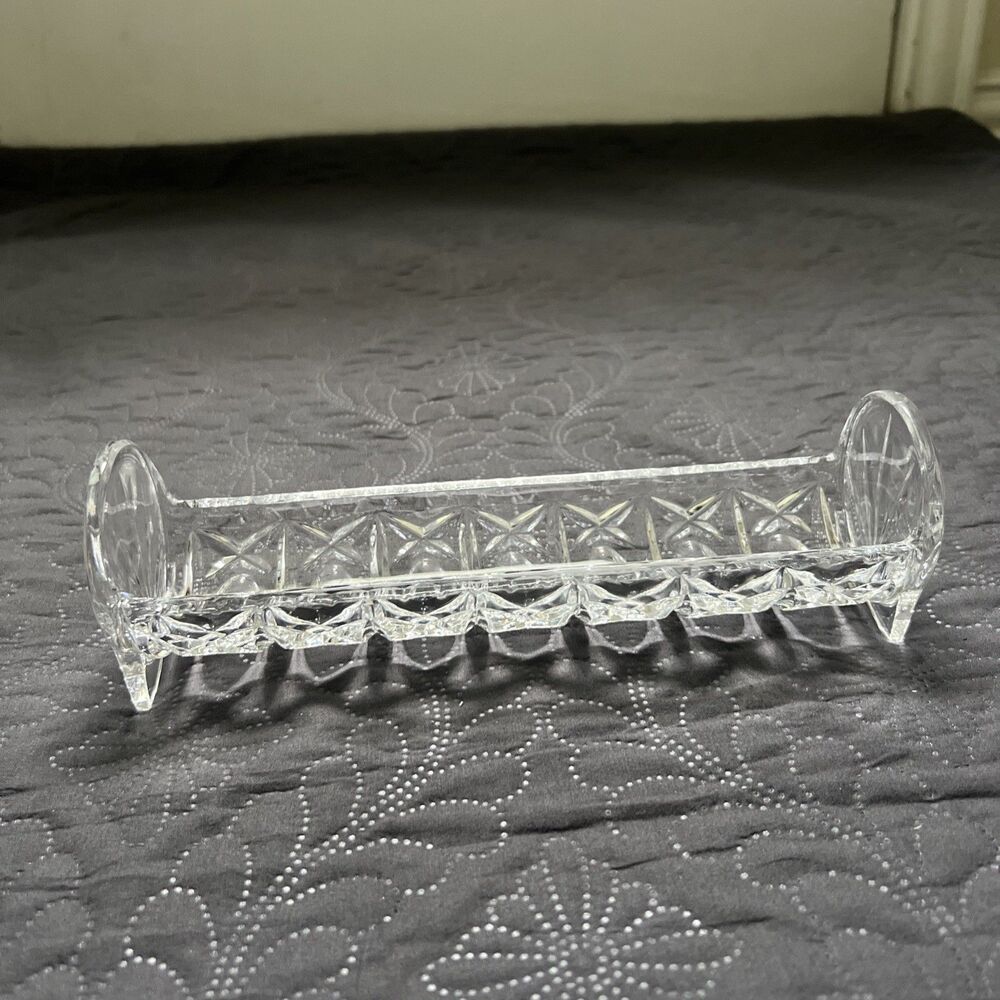 Lead Crystal Cracker Tray Water Biscuits Wafers Elegant Buffet Table Display 9” - Picture 4 of 11